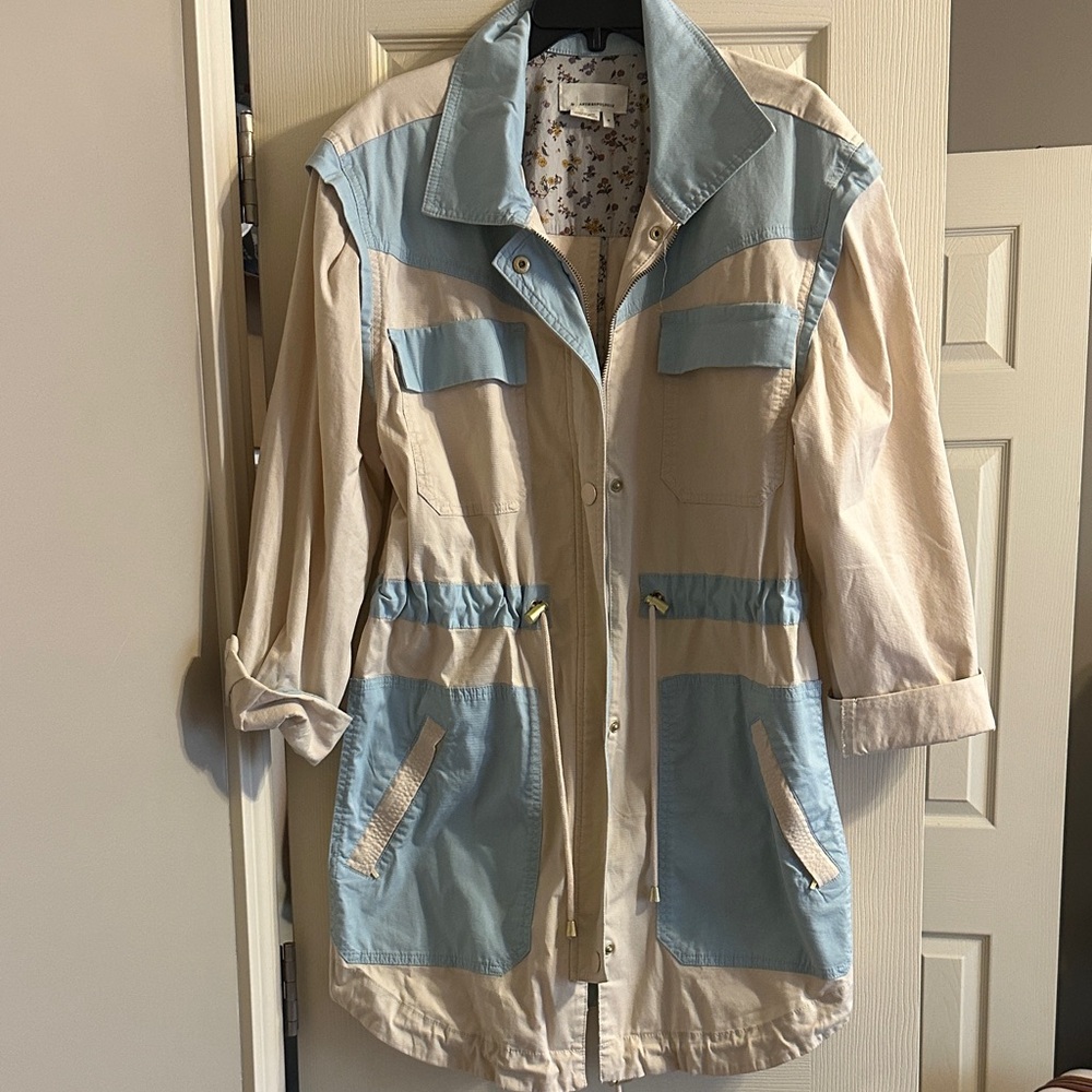 Anthropologie Light Blue and Cream Utility Jacket
